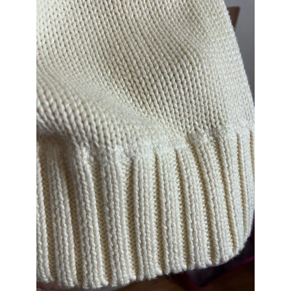 Ralph Lauren Knit Sweater 2XL Cream Academia Old Money Varsity Retro Classic 80s